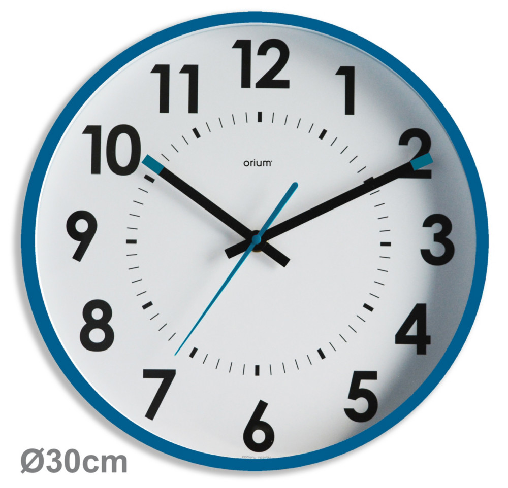 ORIUM Abylis - Horloge analogique murale silencieuse à quartz - Diamètre 30 cm - Bleu