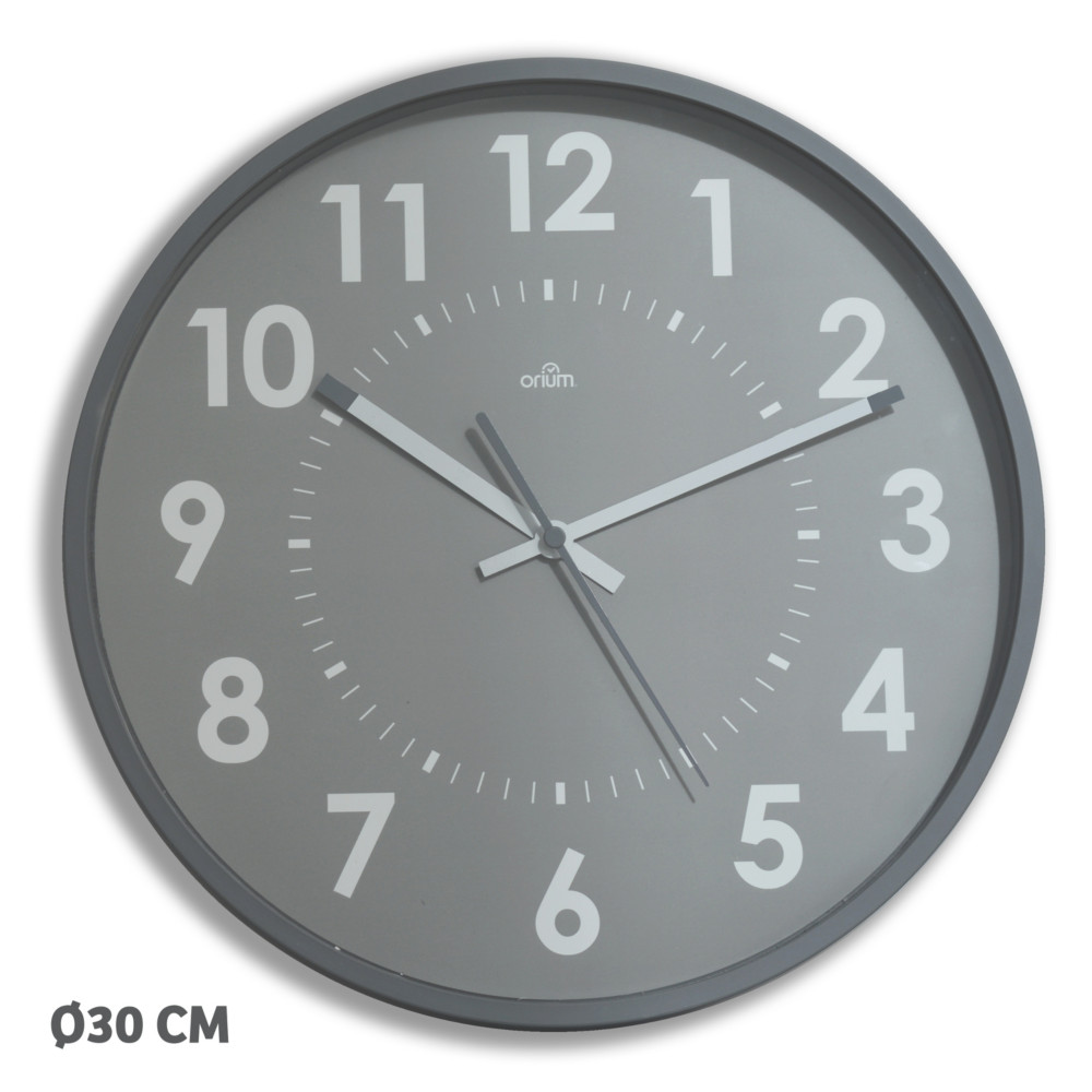ORIUM Horloge murale silencieuse à quartz, diamètre 30cm - Aluminium