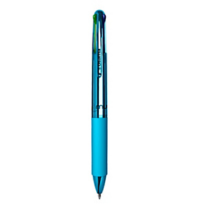 OSAMA Penna a sfera a scatto 4 Multi Chrome, Punta 1 mm, Fusto Cromato Azzurro, Inchiostro 4 colori: Nero, Blu, Rosso, Verde OSAMA Penna a sfera a scatto 4 Multi Chrome, Punta 1 mm, Fusto Cromato Azzurro, Inchiostro 4 colori: Nero, Blu, Rosso, Verde