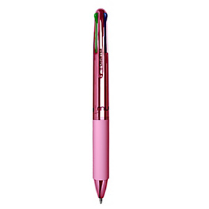 OSAMA Penna a sfera a scatto 4 Multi Chrome, Punta 1 mm, Fusto Cromato Rosa, Inchiostro 4 colori: Nero, Blu, Rosso, Verde OSAMA Penna a sfera a scatto 4 Multi Chrome, Punta 1 mm, Fusto Cromato Rosa, Inchiostro 4 colori: Nero, Blu, Rosso, Verde