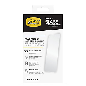 Otterbox Protector de Pantalla de Cristal Templado Trusted Glass para iPhone 14 Pro, Protección contra arañazos, rotura y caídas x2, Apple, iPhone 14 Pro 77-88917