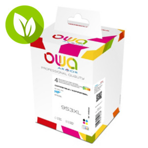OWA K10452OW Cartucho de tinta remanufacturado, compatible con HP 953XL (L0S70AE, F6U16AE, F6U17AE, F6U18AE), Alta Capacidad, negro, cian, magenta, amarillo OWA K10452OW Cartucho de tinta remanufacturado, compatible con HP 953XL (L0S70AE, F6U16AE, F6U17AE, F6U18AE), Alta Capacidad, negro, cian, magenta, amarillo
