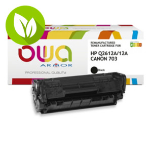 OWA K11997OW Tóner remanufacturado, compatible con HP 12A (Q2612A) / CANON 703 (7616A005AA), negro OWA K11997OW Tóner remanufacturado, compatible con HP 12A (Q2612A) / CANON 703 (7616A005AA), negro