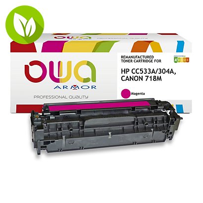 OWA K15134OW Tóner remanufacturado, compatible con  HP 304A (CC533A) / CANON 718M (2660B002), magenta