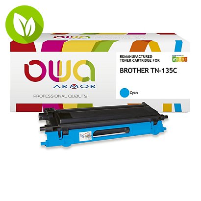 OWA K15141OW Tóner remanufacturado, compatible con BROTHER TN-135C, TN135C, Alta Capacidad, cian