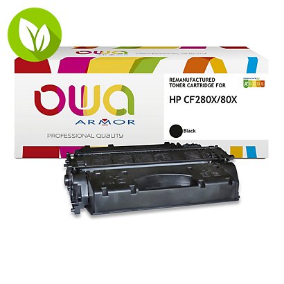 OWA K15590OW Tóner remanufacturado, compatible con HP 80X (CF280X), Alta Capacidad, negro