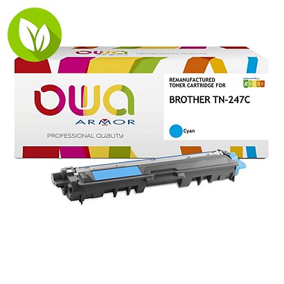 OWA K18602OW Tóner remanufacturado, compatible con BROTHER TN-247C, TN247C, Alta Capacidad, cian