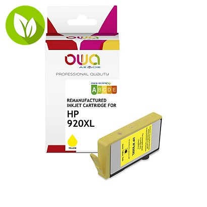 OWA K20452OW Cartucho de tinta remanufacturado, compatible con HP 920XL (CD974AE), Alta Capacidad, amarillo