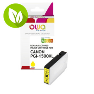 OWA K20636OW Cartucho de tinta remanufacturado, compatible con CANON PGI-1500XL Y (9195B001), Alta Capacidad, amarillo OWA K20636OW Cartucho de tinta remanufacturado, compatible con CANON PGI-1500XL Y (9195B001), Alta Capacidad, amarillo
