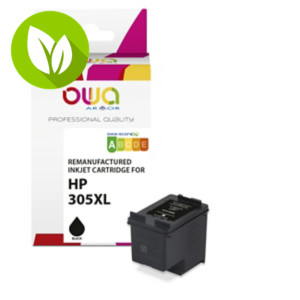 OWA K20843OW Cartucho de tinta remanufacturado, compatible con HP 305XL (3YM62AE), Alta Capacidad, negro