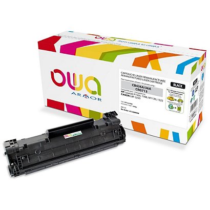 OWA Toner d'encre remanufacturé, compatible pour HP 36A CB436A - Noir