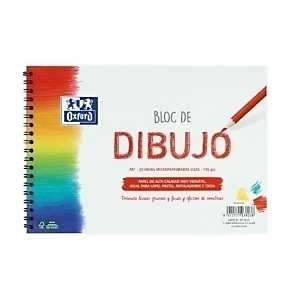 OXFORD Bloc de dibujo, espiral, 130g A5+ 20h Micro, liso (rojo)