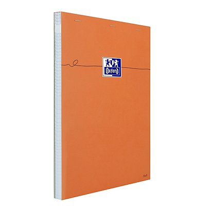 Oxford Bloc notes orange agrafé 21 x 32 cm - 80g - Petits carreaux 5x5 - 80 feuilles - 1