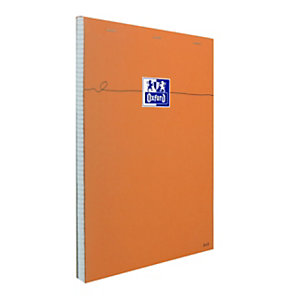 Oxford Bloc-notes petits carreaux A4 160 pages agrafées couverture carte orange
