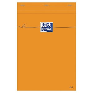 OXFORD Bloc-notes petits carreaux A4 160 pages agrafées couverture carte orange
