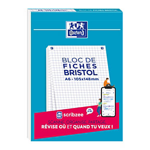 Oxford Bristol 2.0 - Bloc 30 fiches A6 105 x 148mm non perforées - blanc quadrillé 5x5