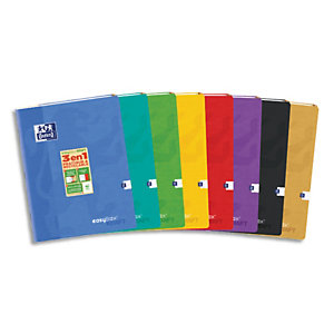 OXFORD Cahier easyBookKRAFT couverture kraft reliure piqûre 96pages Seyès format 24x32cm.Coloris assorti