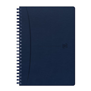 Oxford Carnet à spirale Signature ligné A5 160 pages couverture simili cuir - Bleu
