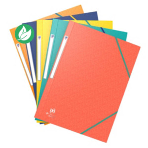 Oxford Chemise 3 rabats Bicolor Recyc+ A4 élastique couverture carte couleurs assorties - Lot de 10