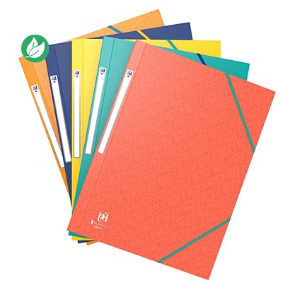 Oxford Chemise 3 rabats Bicolor Recyc+ A4 élastique couverture carte couleurs assorties - Lot de 10 - 1