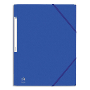 OXFORD Chemise 3 rabats et élastique EUROFOLIO en carte grainée 5/10e, 450g. Pour format A4. Coloris Bleu OXFORD Chemise 3 rabats et élastique EUROFOLIO en carte grainée 5/10e, 450g. Pour format A4. Coloris Bleu