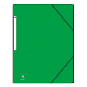 OXFORD Chemise 3 rabats et élastique EUROFOLIO en carte grainée 5/10e, 450g.Pour format A4. Coloris vert OXFORD Chemise 3 rabats et élastique EUROFOLIO en carte grainée 5/10e, 450g.Pour format A4. Coloris vert