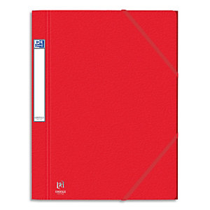 OXFORD Chemise 3 rabats et élastique EUROFOLIO PRESTIGE carte grainée 7/10e,600g.Pour format A4. Rouge