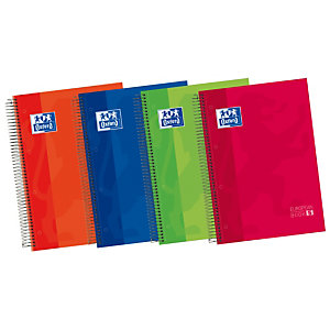 Oxford Classic Cuaderno, A4+, cuadriculado, 120 hojas, cubierta extradura cartón, colores surtidos