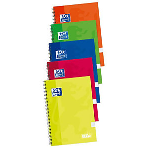 Oxford Classic Cuaderno, Folio, cuadriculado, 80 hojas, cubierta extradura cartón, colores surtidos