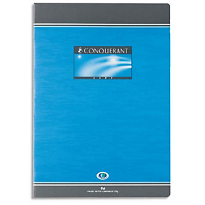 OXFORD CONQUERANT C7 Cahier reliure piqûre 17x22 cm 96 pages 70g petits carreaux 5x5 NF. Couverture carte