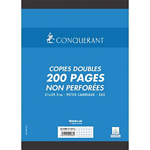 OXFORD CONQUERANT C7 Copies doubles non perforées Blanches 21x29,7cm 200pages 5x5 70g - Sous étuis OXFORD CONQUERANT C7 Copies doubles non perforées Blanches 21x29,7cm 200pages 5x5 70g - Sous étuis