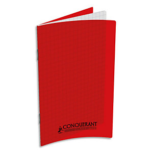 OXFORD CONQUERANT C9 Carnet 90g, 9x14, 96 pages quadrillées 5x5, agrafé, couverture polypro Rouge