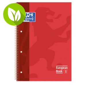 Oxford Cuaderno, A4, cuadriculado, 80 hojas, cubierta extradura cartón plastificado, rojo