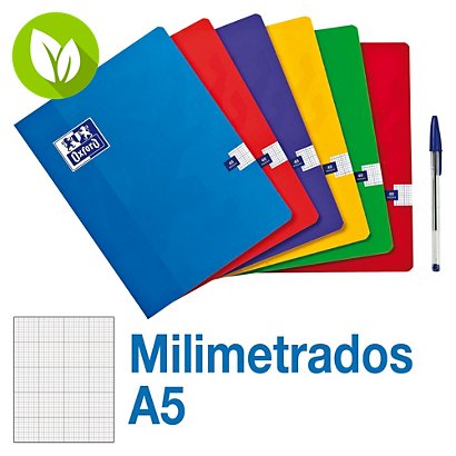 Oxford Cuaderno grapado, A5+, milimetrado, 48 hojas, cubierta blanda cartón plastificado, colores surtidos - 1