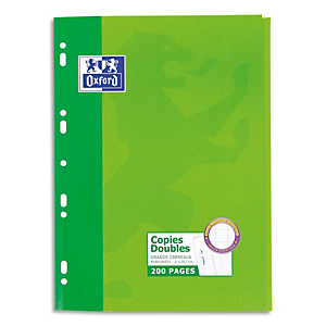 OXFORD Etui 200 copies doubles 90g perforées Blanches grand format A4 grands carreaux Seyès OXFORD Etui 200 copies doubles 90g perforées Blanches grand format A4 grands carreaux Seyès