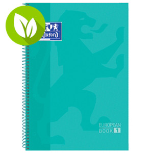 Oxford European Book 1 Cuaderno, A4+, cuadriculado, 80 hojas, cubierta extradura cartón, verde menta