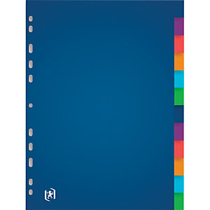 OXFORD Intercalaire Color Life, 12 positions en polypropylène translucide 3/10e. Format A4. Assortis