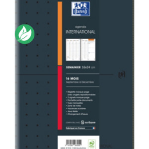 Oxford International Agenda semainier - 16 x 24 cm - Noir - Septembre 2025 à Décembre 2026 Oxford International Agenda semainier - 16 x 24 cm - Noir - Septembre 2025 à Décembre 2026
