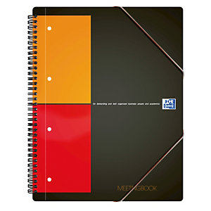 Oxford International Meetingbook Cuaderno, A4+, cuadriculado, 80 hojas, cubierta polipropileno, gris, compatible con SCRIBZEE®
