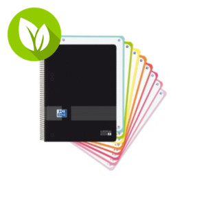 Oxford Live & Go Europeanbook 8 Cuaderno, A5+, cuadriculado, 160 hojas, cubierta polipropileno, microperforado, negro, compatible con SCRIBZEE®