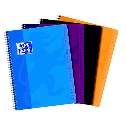 Oxford Office Essentials Cuaderno índice Alfabético A-Z con espiral doble, A5+, 90 hojas, cubierta blanda, colores surtidos - 1
