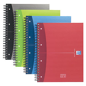 Oxford OXFORD Office Essentials European Book, Cuaderno, A4+, cuadrícula de 5 mm, 120 hojas, cubierta dura, doble espiral, colores variados, compatible con SCRIBZEE®.