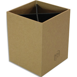 OXFORD Pot à crayons SAVANA en carton recyclé, 4 cmpts. Dim (lxhxp) 8,5x11x8,5 cm. Kraft/Noir