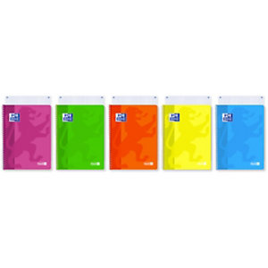 Oxford Quaderno Maxi spiralato Neon ON A4, 120 pagine a quadretti 4 mm, Carta 90 g/m², Colori fluo assortiti, Compatibile con l'App Scribzee®