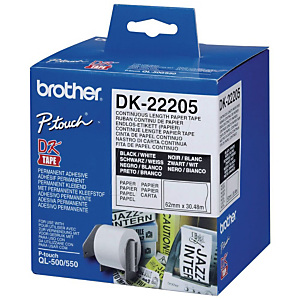 P-TOUCH Etiketten DK-22205 Thermisch papier Rol (6,2 cm x 30,5 m)