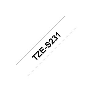 P-TOUCH Rol gelamineerde, extra sterk klevende tape, TZe-S231, zwart op wit, 1,2 cm x 8 m
