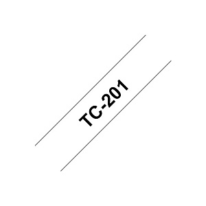 P-TOUCH Rol gelamineerde tape, TC-201, zwart op wit, 1,2 cm x 7,7 m