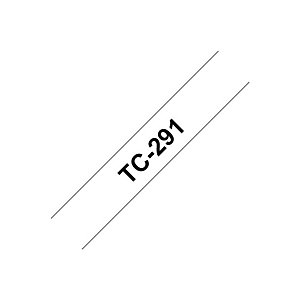 P-TOUCH Rol gelamineerde tape, TC-291, zwart op wit, 0,9 cm x 7,7 m