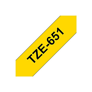 P-TOUCH Rol gelamineerde tape, TZe-651, zwart op geel, 2,4 cm x 8 m