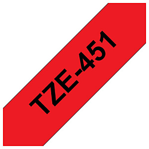 P-TOUCH Ruban titreuse BROTHER - TZe - écriture Noir / fond Rouge - 24 mm x 8 m - Modèle TZe-451 P-TOUCH Ruban titreuse BROTHER - TZe - écriture Noir / fond Rouge - 24 mm x 8 m - Modèle TZe-451